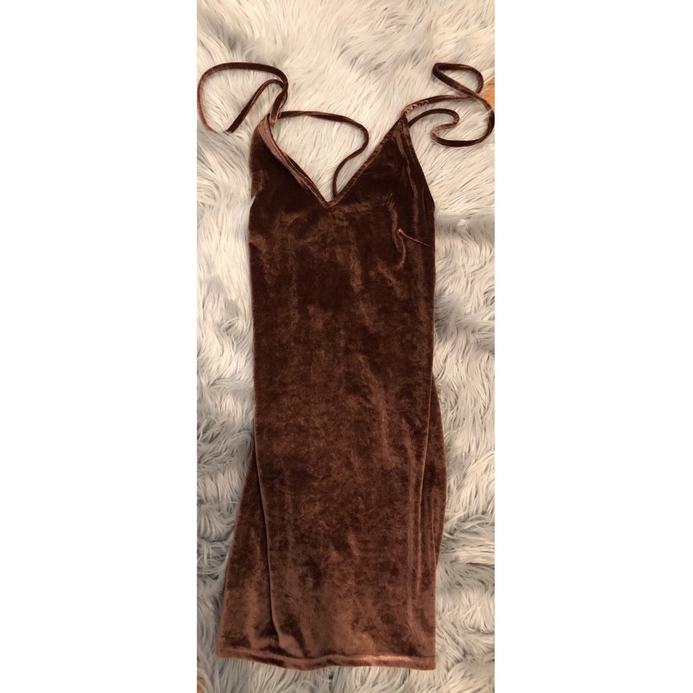 Brown Velvet Mini Dress